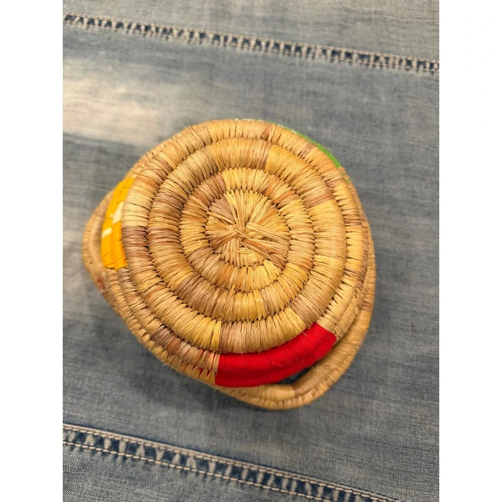 Woven Trinket Dish Decorative Basket with Handle Small Catch All Bowl